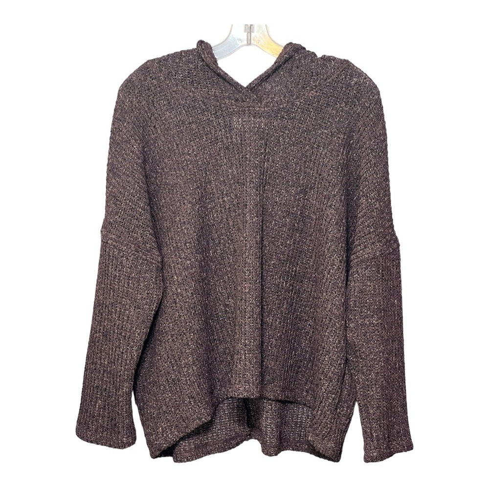 Jolie Cropped Drop Shoulder Purple Knit Sweater w/Hood Woman’s Plus-size 2X